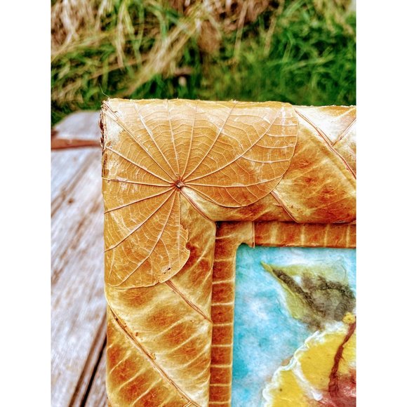 Vintage Paper Pulp Art Flower Painting With real L - Picture 6 of 12